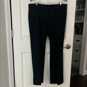 LOFT Marissa Black Pinstriped Straight Leg Pants size 14